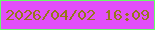 文字の大きさ：1、枠の色：67fd68、背景の色：e24ff9、文字の色：96771b 無料ブログパーツのブログ時計