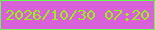 文字の大きさ：5、枠の色：67fe4d、背景の色：d861da、文字の色：99f012 無料ブログパーツのブログ時計