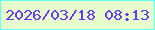 文字の大きさ：2、枠の色：67fef5、背景の色：e6fccc、文字の色：683cee 無料ブログパーツのブログ時計