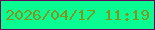 文字の大きさ：5、枠の色：68045c、背景の色：09fc92、文字の色：86941b 無料ブログパーツのブログ時計