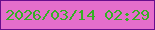 文字の大きさ：2、枠の色：680d8c、背景の色：e56ecb、文字の色：35b024 無料ブログパーツのブログ時計