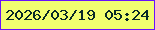 文字の大きさ：5、枠の色：6812fc、背景の色：f1fe70、文字の色：082928 無料ブログパーツのブログ時計