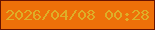文字の大きさ：4、枠の色：681301、背景の色：ee7009、文字の色：deae28 無料ブログパーツのブログ時計