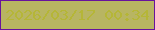 文字の大きさ：5、枠の色：68139d、背景の色：b8b562、文字の色：b5b637 無料ブログパーツのブログ時計