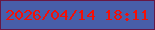 文字の大きさ：3、枠の色：681744、背景の色：485ea9、文字の色：f40f06 無料ブログパーツのブログ時計