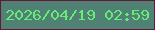 文字の大きさ：2、枠の色：681835、背景の色：4f8274、文字の色：68eb78 無料ブログパーツのブログ時計