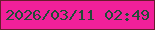 文字の大きさ：5、枠の色：681c2d、背景の色：f1209a、文字の色：204d37 無料ブログパーツのブログ時計