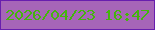 文字の大きさ：3、枠の色：681eae、背景の色：a665b8、文字の色：44b50d 無料ブログパーツのブログ時計