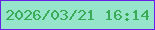 文字の大きさ：2、枠の色：681fe8、背景の色：96e4c9、文字の色：39ab56 無料ブログパーツのブログ時計