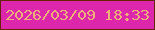 文字の大きさ：1、枠の色：682202、背景の色：dc27ad、文字の色：edae79 無料ブログパーツのブログ時計