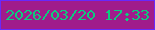 文字の大きさ：4、枠の色：6829fb、背景の色：a01c8b、文字の色：0dcc7e 無料ブログパーツのブログ時計