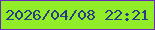 文字の大きさ：1、枠の色：682bb8、背景の色：92ed29、文字の色：2a3c89 無料ブログパーツのブログ時計