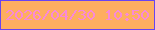 文字の大きさ：1、枠の色：6844f1、背景の色：feae60、文字の色：f989d7 無料ブログパーツのブログ時計