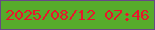 文字の大きさ：5、枠の色：684886、背景の色：57ab2b、文字の色：e8152c 無料ブログパーツのブログ時計