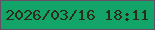 文字の大きさ：2、枠の色：684e65、背景の色：12a469、文字の色：2b2c16 無料ブログパーツのブログ時計