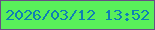 文字の大きさ：3、枠の色：684e84、背景の色：59f05a、文字の色：0e80b4 無料ブログパーツのブログ時計