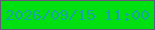 文字の大きさ：2、枠の色：685778、背景の色：00e011、文字の色：17a5a0 無料ブログパーツのブログ時計