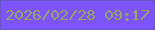 文字の大きさ：4、枠の色：6858b9、背景の色：7d55fd、文字の色：97a46d 無料ブログパーツのブログ時計