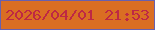 文字の大きさ：5、枠の色：6860ae、背景の色：da6e23、文字の色：be2844 無料ブログパーツのブログ時計