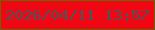 文字の大きさ：2、枠の色：686503、背景の色：f10713、文字の色：4d5357 無料ブログパーツのブログ時計