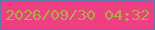 文字の大きさ：2、枠の色：6873aa、背景の色：ee3f82、文字の色：aab142 無料ブログパーツのブログ時計