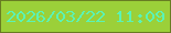 文字の大きさ：3、枠の色：687d22、背景の色：9bd039、文字の色：5bf3b5 無料ブログパーツのブログ時計