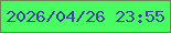 文字の大きさ：2、枠の色：688556、背景の色：48fc61、文字の色：3d43a0 無料ブログパーツのブログ時計