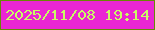 文字の大きさ：2、枠の色：688906、背景の色：ea26d4、文字の色：c9fd65 無料ブログパーツのブログ時計