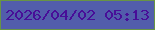文字の大きさ：2、枠の色：689444、背景の色：525dab、文字の色：480e98 無料ブログパーツのブログ時計
