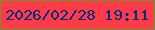 文字の大きさ：2、枠の色：689636、背景の色：fe3b46、文字の色：012d83 無料ブログパーツのブログ時計