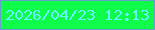 文字の大きさ：5、枠の色：689ecc、背景の色：0ffc4a、文字の色：69fdfe 無料ブログパーツのブログ時計