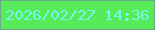 文字の大きさ：2、枠の色：68aa88、背景の色：59ea59、文字の色：6bfced 無料ブログパーツのブログ時計