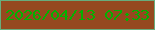 文字の大きさ：2、枠の色：68ad7c、背景の色：95491f、文字の色：03b200 無料ブログパーツのブログ時計