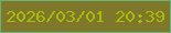文字の大きさ：3、枠の色：68b476、背景の色：7f772a、文字の色：a7bb0f 無料ブログパーツのブログ時計