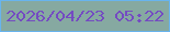 文字の大きさ：1、枠の色：68b4ee、背景の色：86a9a1、文字の色：744bc2 無料ブログパーツのブログ時計