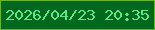 文字の大きさ：3、枠の色：68b52c、背景の色：01681e、文字の色：56ea88 無料ブログパーツのブログ時計