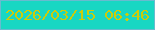 文字の大きさ：5、枠の色：68bbcf、背景の色：18d7c3、文字の色：cccc0b 無料ブログパーツのブログ時計