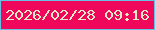 文字の大きさ：3、枠の色：68c0e4、背景の色：ef075c、文字の色：e5e9c5 無料ブログパーツのブログ時計
