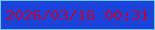 文字の大きさ：2、枠の色：68c8eb、背景の色：1b42d9、文字の色：b10841 無料ブログパーツのブログ時計