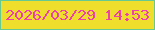 文字の大きさ：1、枠の色：68c990、背景の色：efde2b、文字の色：ee42aa 無料ブログパーツのブログ時計
