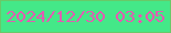 文字の大きさ：4、枠の色：68ca69、背景の色：44e888、文字の色：e35bb2 無料ブログパーツのブログ時計