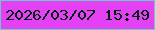 文字の大きさ：5、枠の色：68cbc6、背景の色：e441f5、文字の色：022210 無料ブログパーツのブログ時計