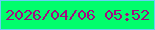 文字の大きさ：1、枠の色：68cff5、背景の色：01fd6c、文字の色：a30c80 無料ブログパーツのブログ時計