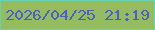 文字の大きさ：1、枠の色：68d2b3、背景の色：96bc62、文字の色：4e5ec1 無料ブログパーツのブログ時計
