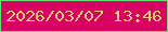 文字の大きさ：4、枠の色：68de77、背景の色：d70261、文字の色：e5ce76 無料ブログパーツのブログ時計