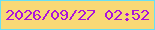 文字の大きさ：5、枠の色：68e0f4、背景の色：f8d976、文字の色：ac14da 無料ブログパーツのブログ時計