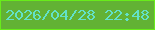 文字の大きさ：1、枠の色：68ec1a、背景の色：62b234、文字の色：63e1c9 無料ブログパーツのブログ時計