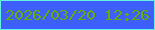 文字の大きさ：4、枠の色：68f0e5、背景の色：3d5ffc、文字の色：66ac05 無料ブログパーツのブログ時計