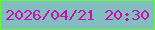 文字の大きさ：2、枠の色：68f535、背景の色：82bdbf、文字の色：cb0fb3 無料ブログパーツのブログ時計