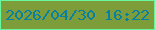 文字の大きさ：2、枠の色：68f69f、背景の色：7c9d3a、文字の色：0780a3 無料ブログパーツのブログ時計